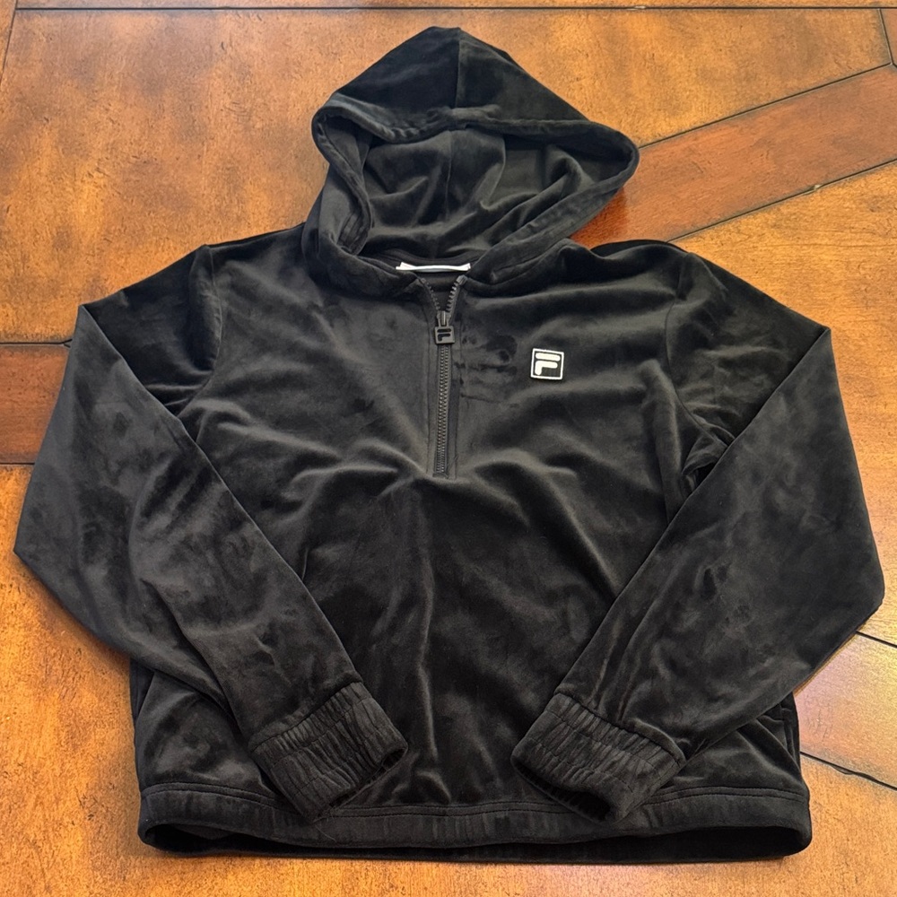 Fila Black Velour Hoodie